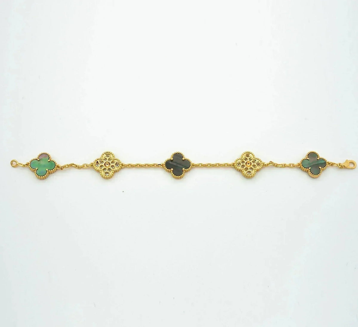 [Rose Tomorrow] CLOVER 5 MOTIF GRAY MOP BRACELET COLLECTION