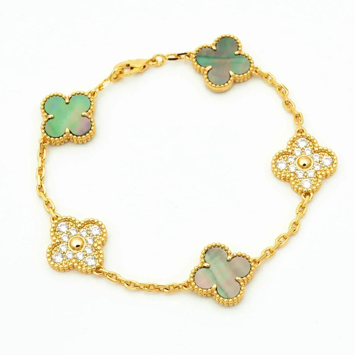 [Rose Tomorrow] CLOVER 5 MOTIF GRAY MOP BRACELET COLLECTION