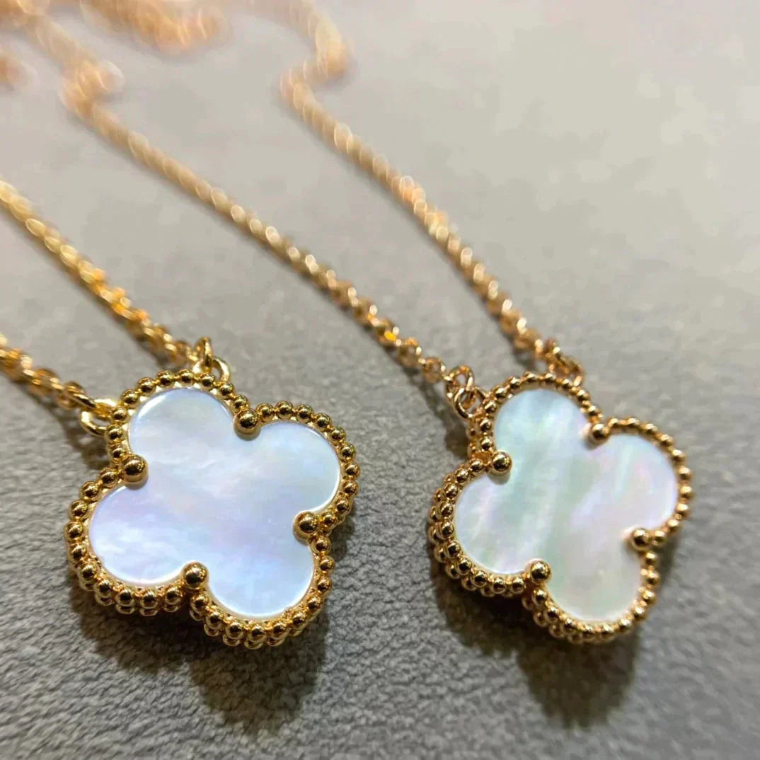 [Rose Tomorrow]CLOVER 15MM WHITE MOTHER-OF-PEARL GOLD NECKLACE