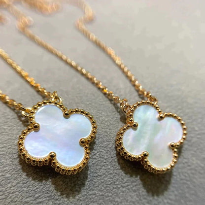 [Rose Tomorrow]CLOVER 15MM WHITE MOTHER-OF-PEARL GOLD NECKLACE