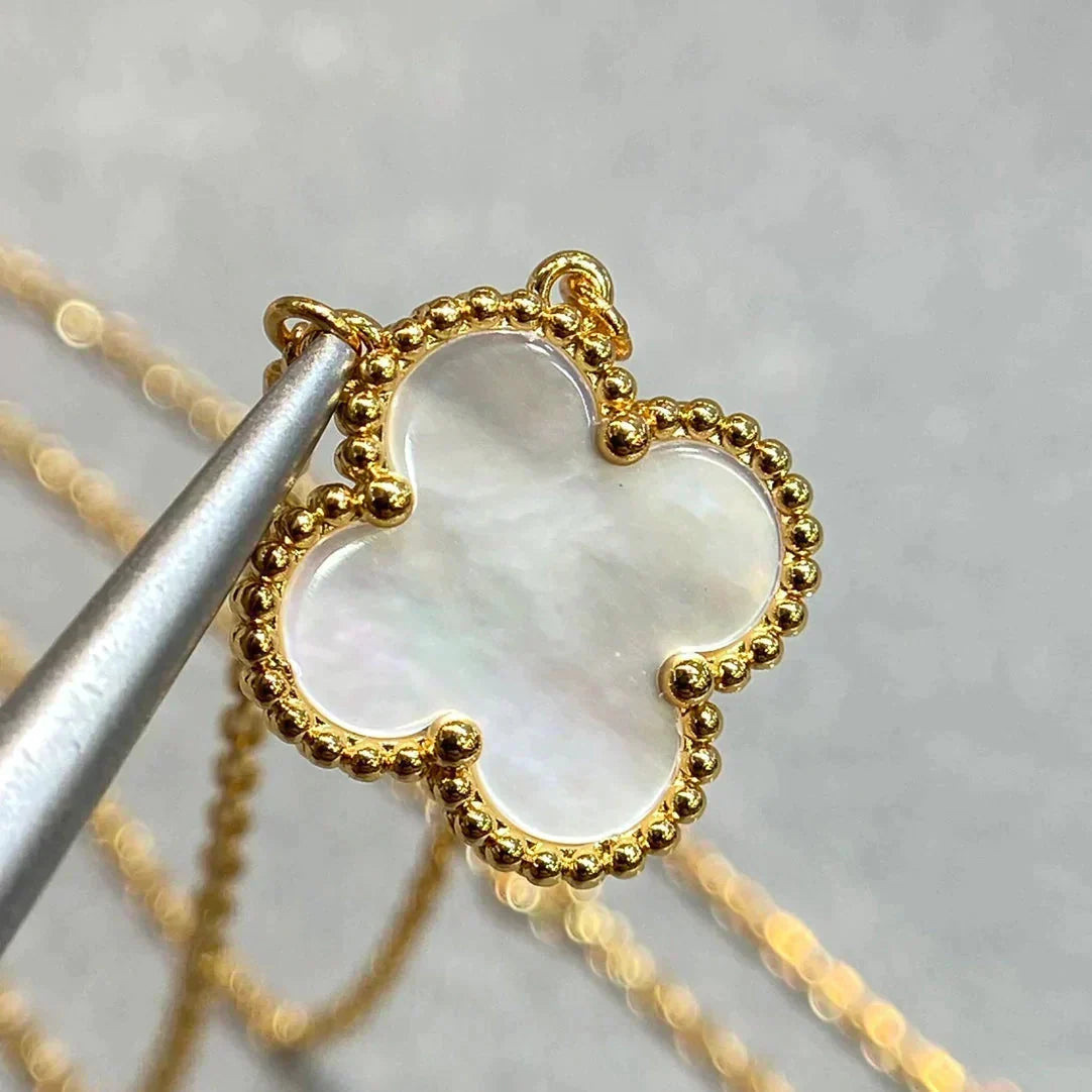 [Rose Tomorrow]CLOVER 15MM WHITE MOTHER-OF-PEARL GOLD NECKLACE
