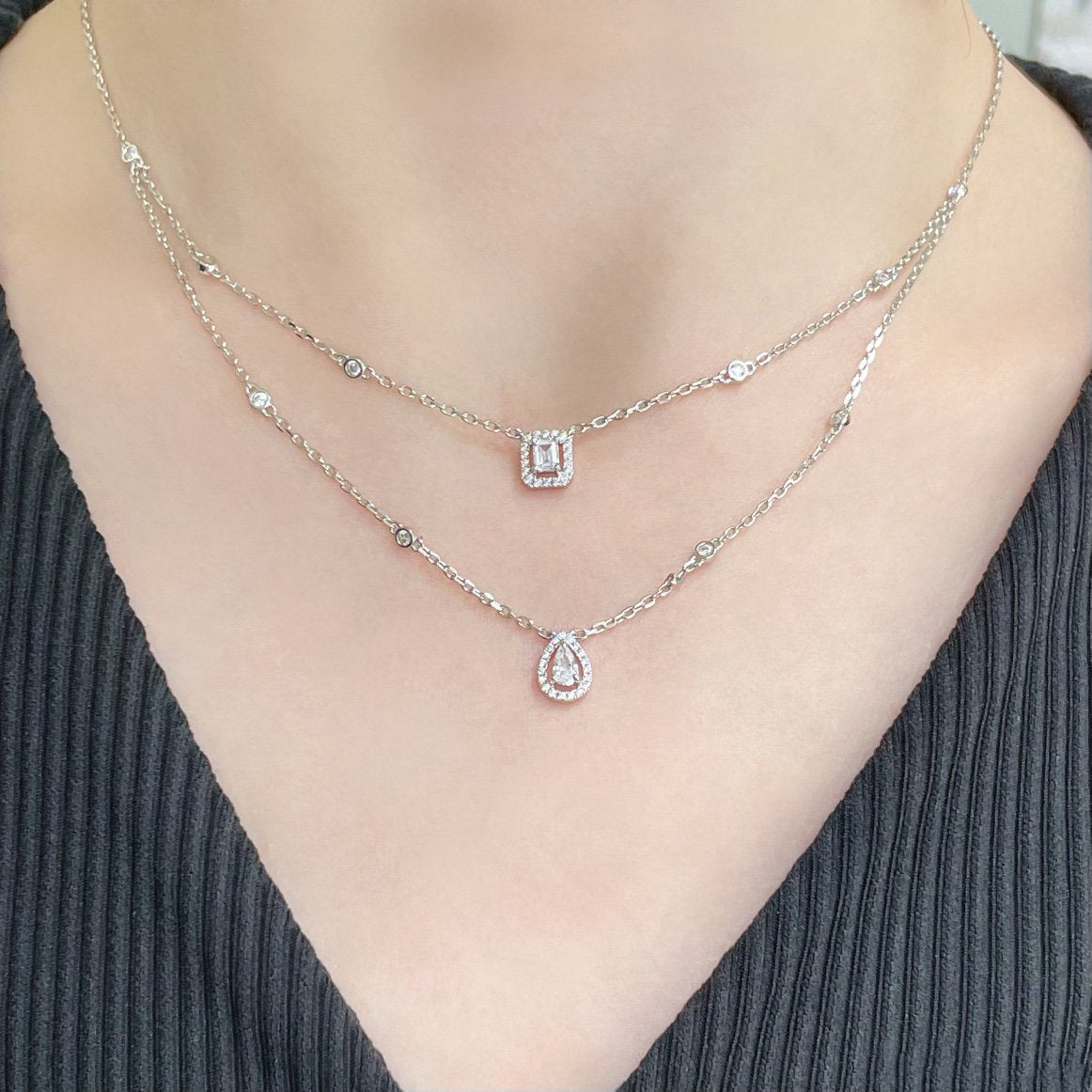 [Rose Tomorrow]MY TWIN 2 ROW DIAMOND NECKLACE
