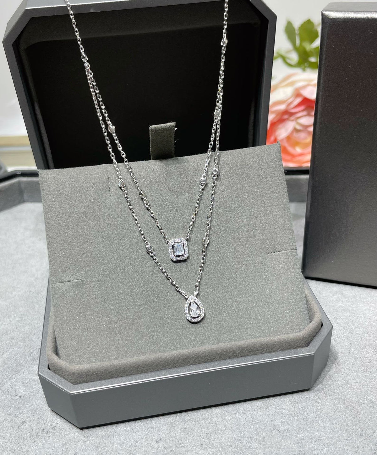 [Rose Tomorrow]MY TWIN 2 ROW DIAMOND NECKLACE