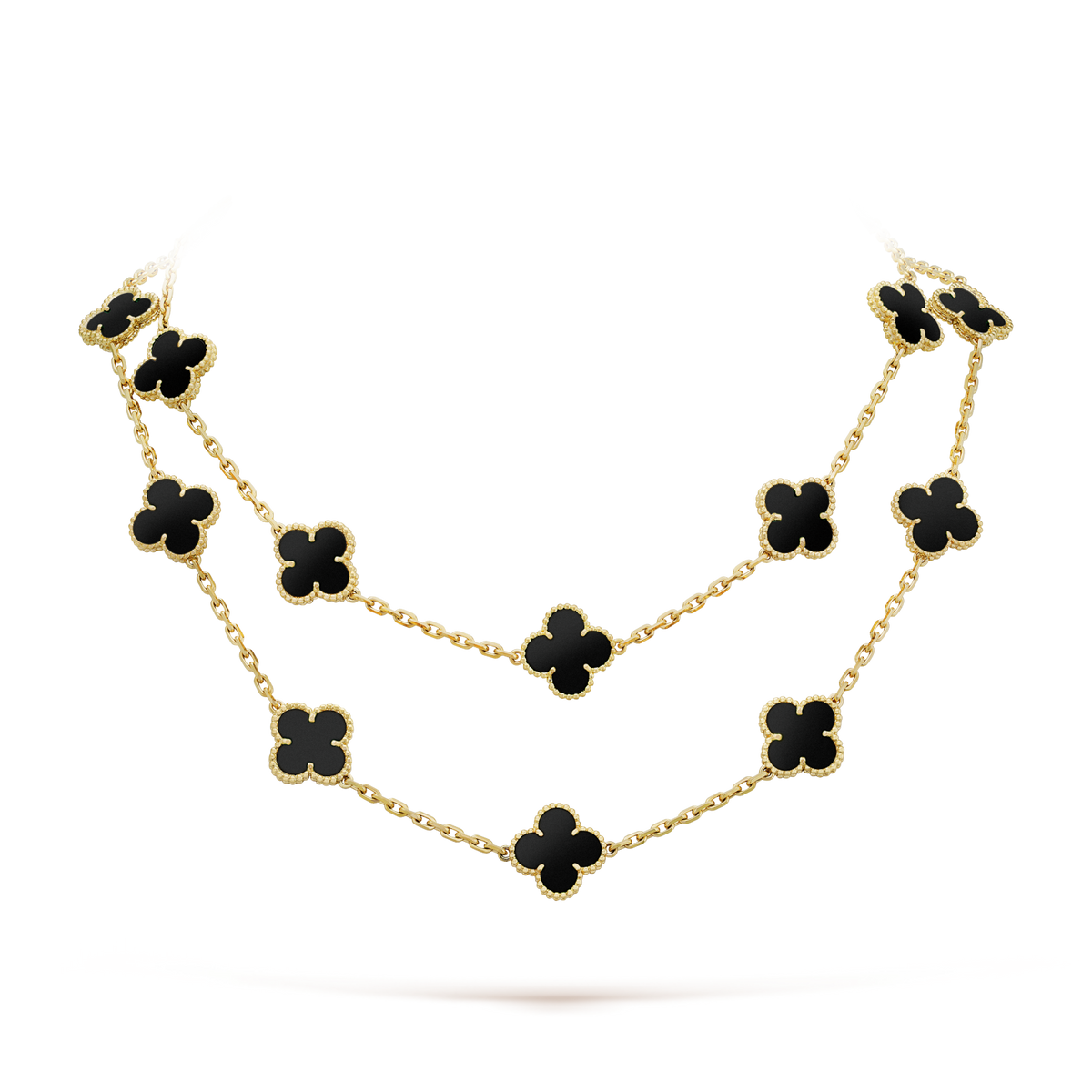 [Rose Tomorrow]CLOVER 20 MOTIFS ONYX NECKLACE
