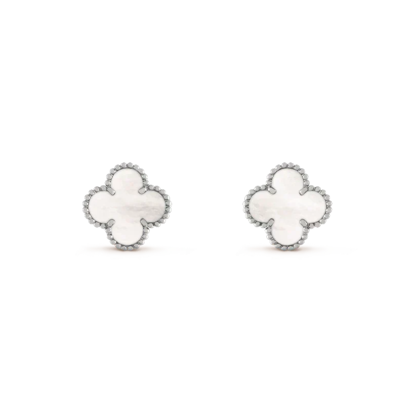 [Rose Tomorrow]CLOVER MEDIUM 1 MOTIFS  WHITE MOP EARRINGS SILVER