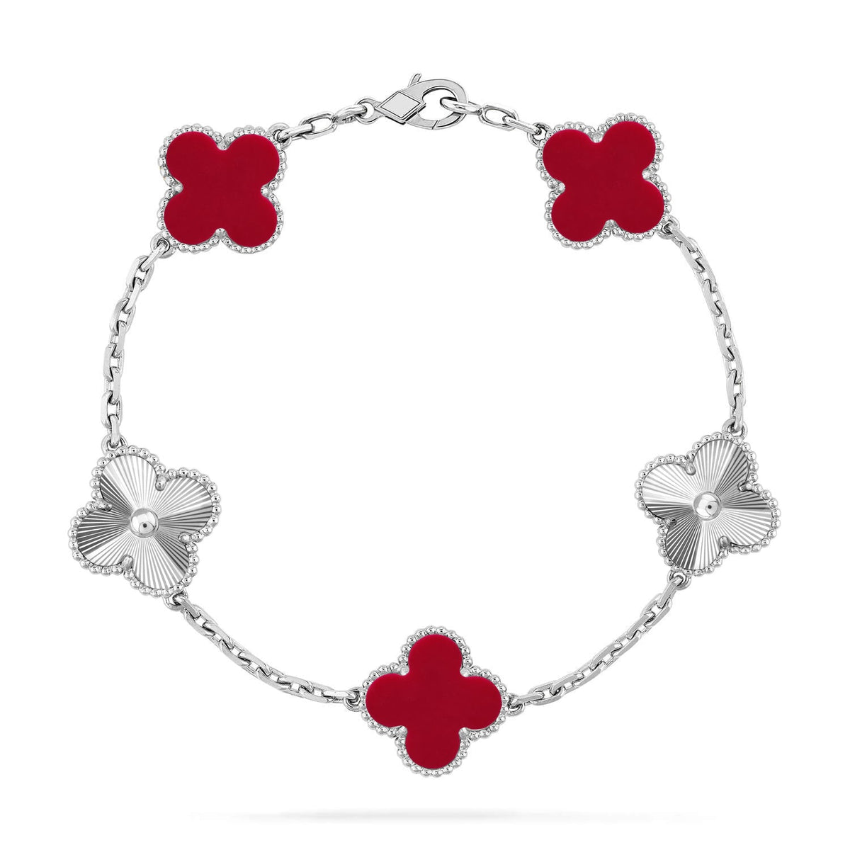 [Rose Tomorrow] CLOVER 5 MOTIF RED CORNELIAN BRACELET COLLECTION