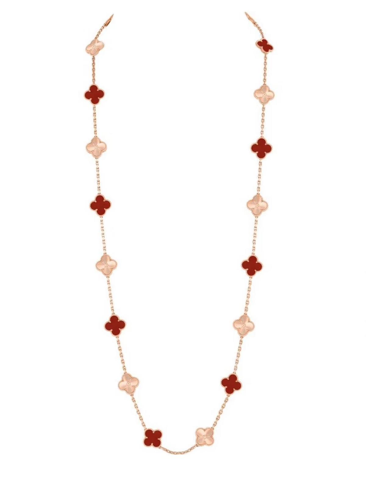 [Rose Tomorrow]CLOVER 20 MOTIFS LASER CARNELIAN NECKLACE