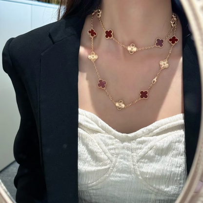 [Rose Tomorrow]CLOVER 20 MOTIFS LASER CARNELIAN NECKLACE