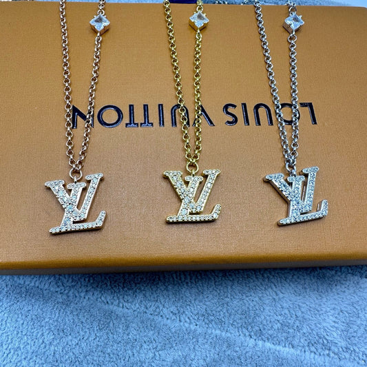 [Rose Tomorrow]FULL DIAMOND LETTER NECKLACE