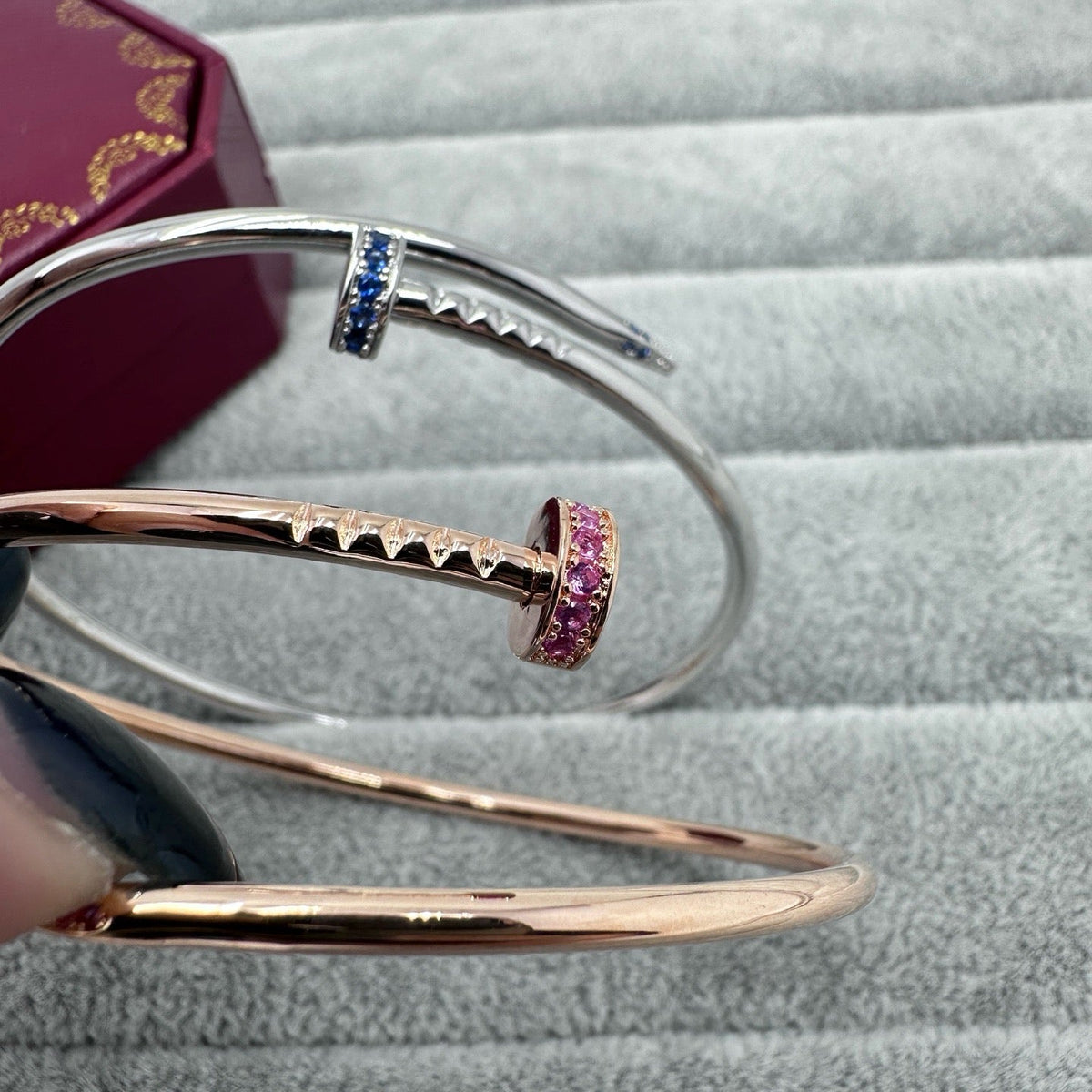 [Rose Tomorrow]JUSTE BRACELET 2.5MM PINK STONES AT BOTH ENDS