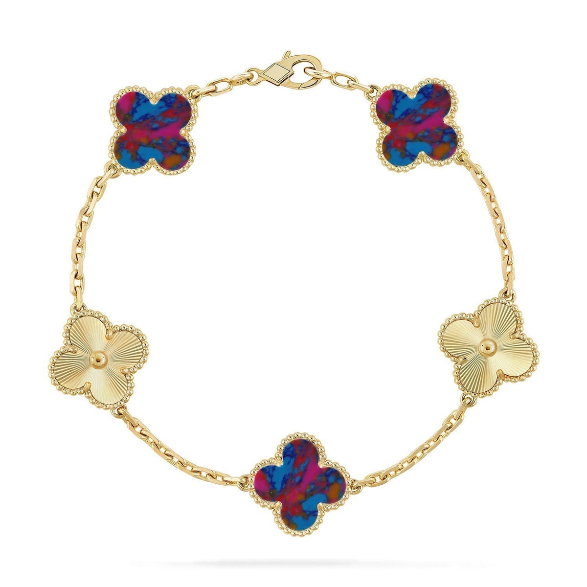 [Rose Tomorrow]CLOVER 5 MOTIF COLOR GEMSTONES BRACELET COLLECTION