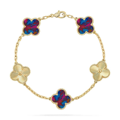 [Rose Tomorrow]CLOVER 5 MOTIF COLOR GEMSTONES BRACELET COLLECTION