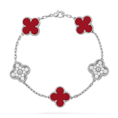 [Rose Tomorrow] CLOVER 5 MOTIF RED CORNELIAN BRACELET COLLECTION