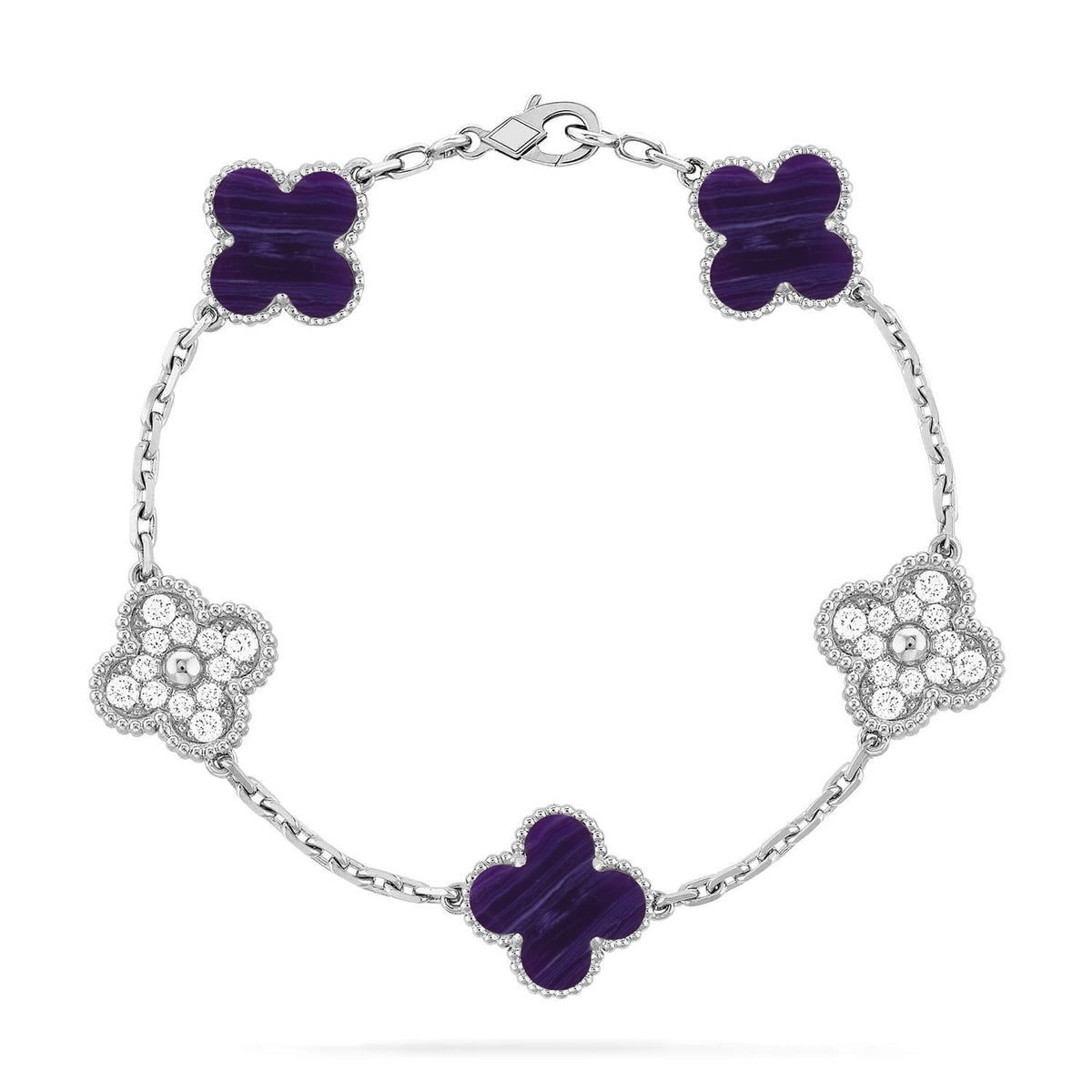 [Rose Tomorrow]CLOVER 5 MOTIF PURPLE STRIPES BRACELET COLLECTION