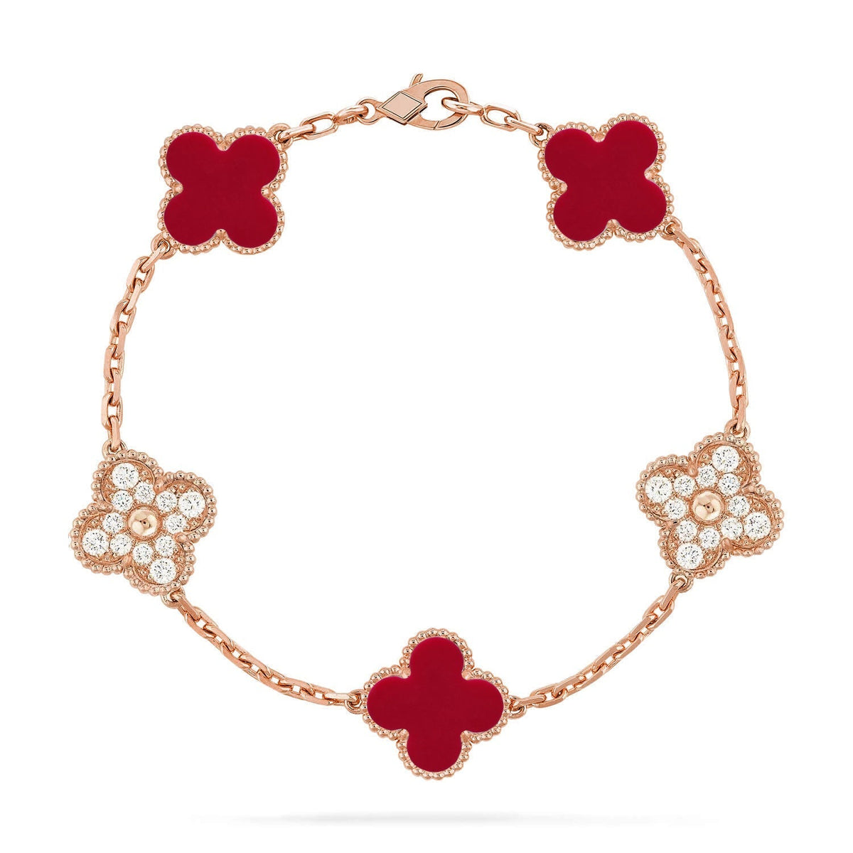 [Rose Tomorrow] CLOVER 5 MOTIF RED CORNELIAN BRACELET COLLECTION