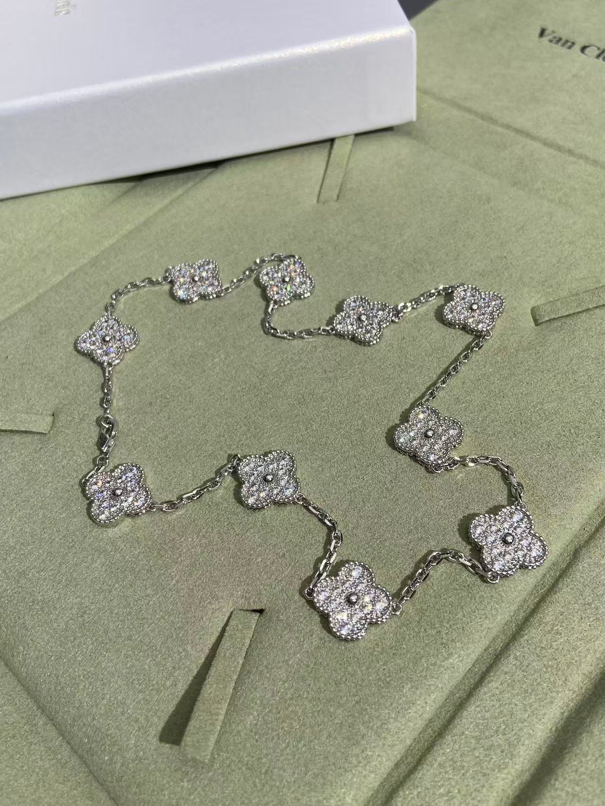 [Rose Tomorrow]CLOVER 10 MOTIFS  FULL DIAMOND NECKLACE