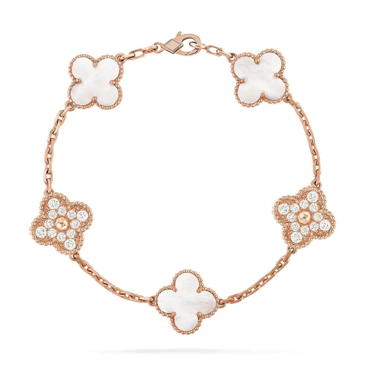 [Rose Tomorrow]CLOVER WHITE PEARL MOP 5 MOTIF BRACELET COLLECTION