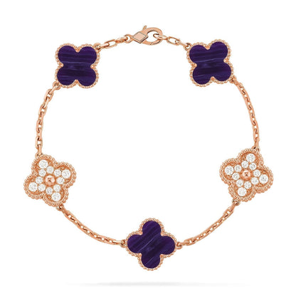 [Rose Tomorrow]CLOVER 5 MOTIF PURPLE STRIPES BRACELET COLLECTION