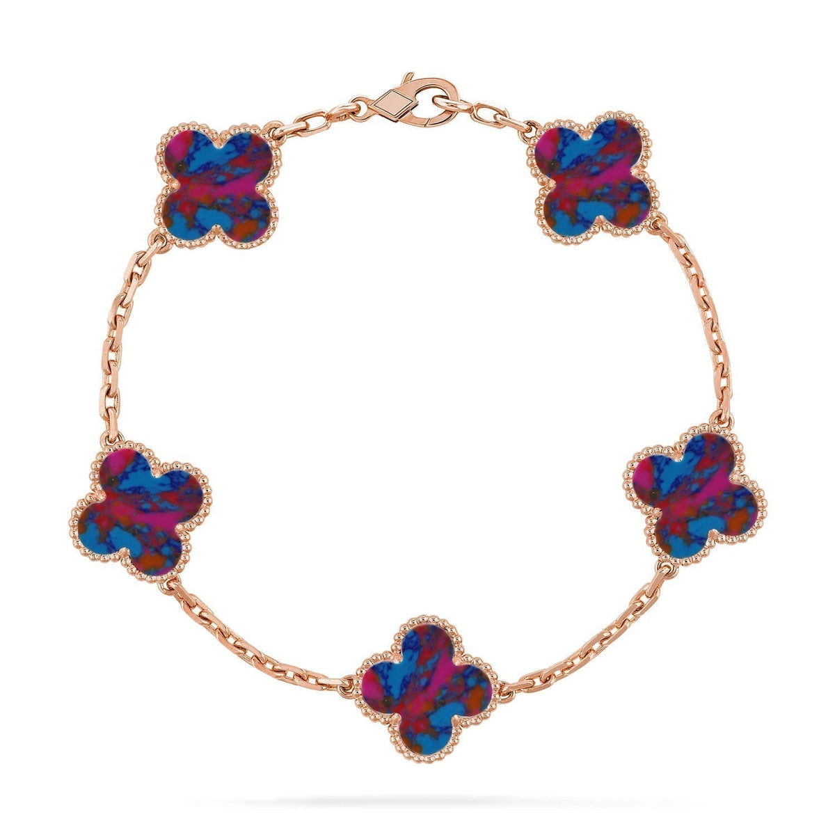 [Rose Tomorrow]CLOVER 5 MOTIF COLOR GEMSTONES BRACELET COLLECTION