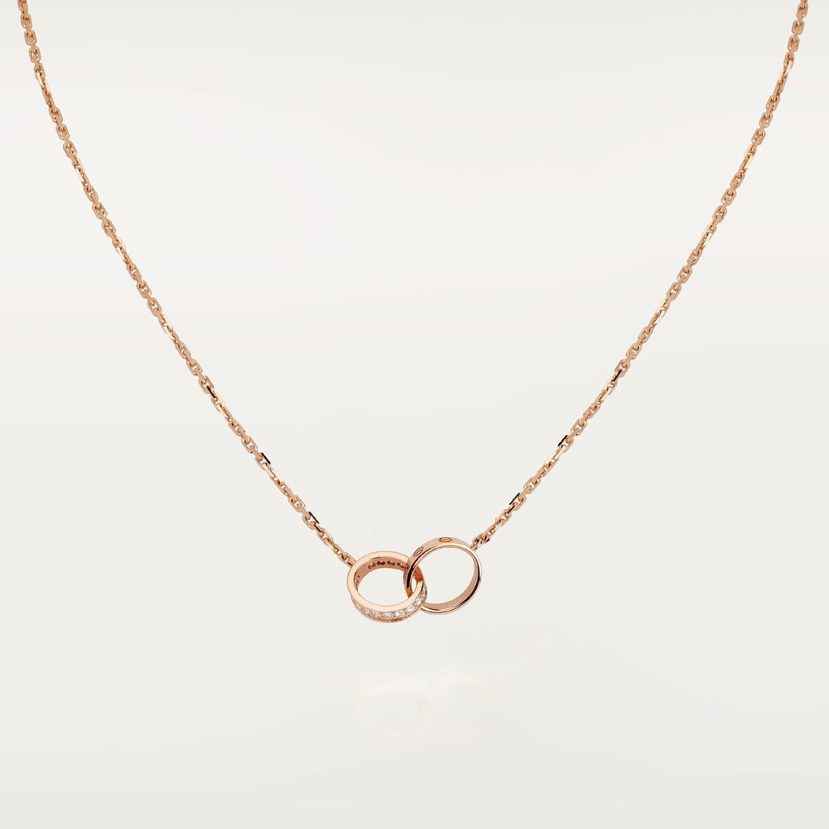 [Rose Tomorrow]LOVE DOUBLE RING HALF DIAMOND NECKLACE