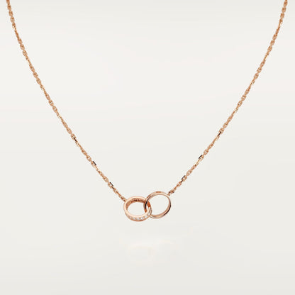 [Rose Tomorrow]LOVE DOUBLE RING HALF DIAMOND NECKLACE