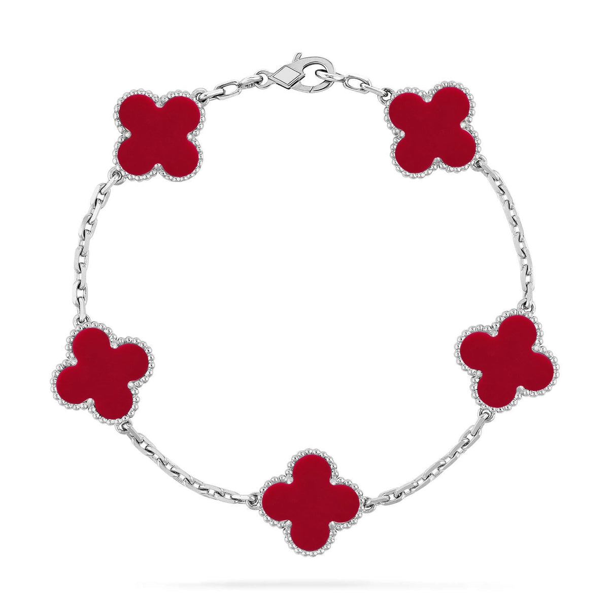 [Rose Tomorrow] CLOVER 5 MOTIF RED CORNELIAN BRACELET COLLECTION