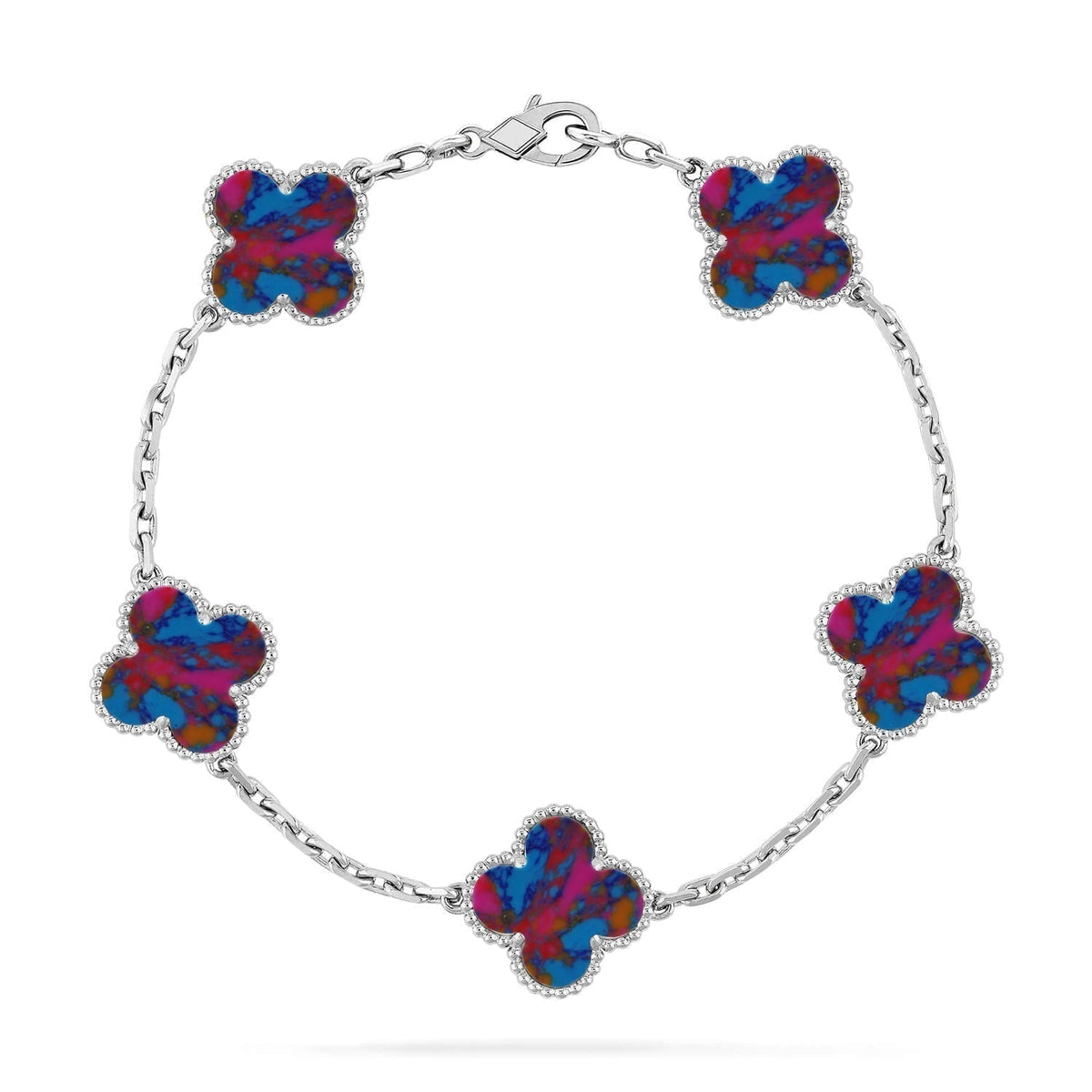 [Rose Tomorrow]CLOVER 5 MOTIF COLOR GEMSTONES BRACELET COLLECTION