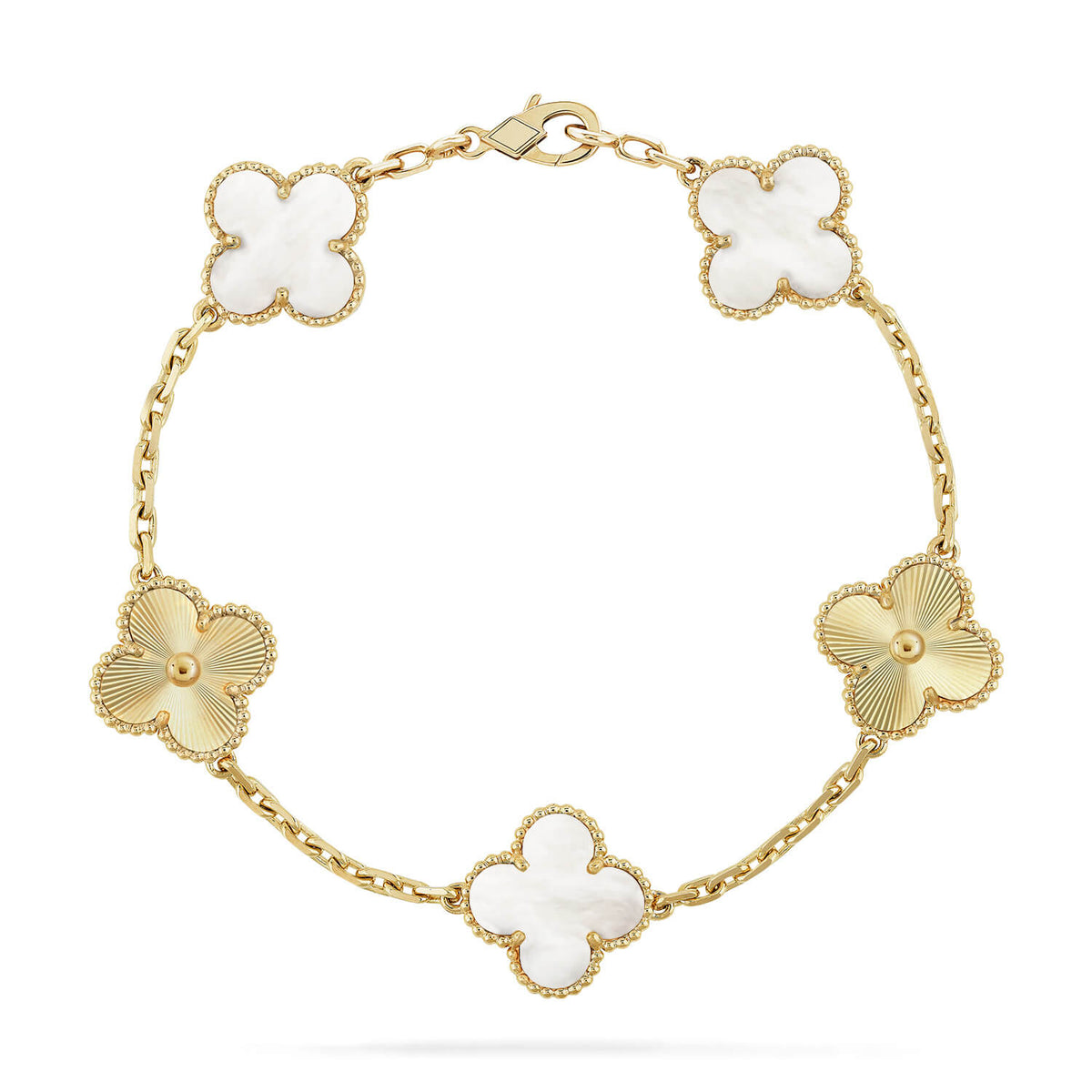 [Rose Tomorrow]CLOVER WHITE PEARL MOP 5 MOTIF BRACELET COLLECTION