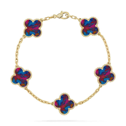 [Rose Tomorrow]CLOVER 5 MOTIF COLOR GEMSTONES BRACELET COLLECTION
