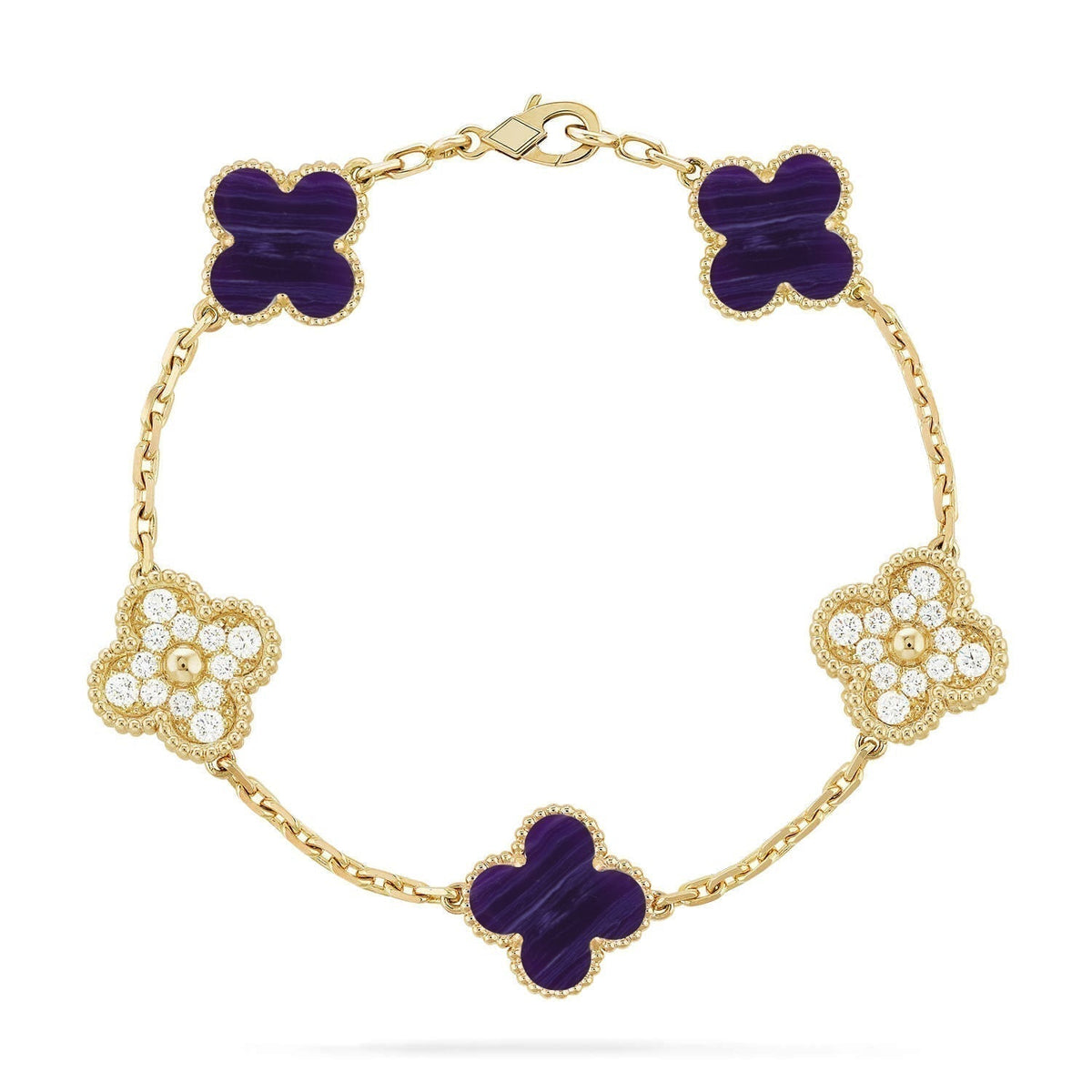 [Rose Tomorrow]CLOVER 5 MOTIF PURPLE STRIPES BRACELET COLLECTION