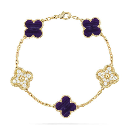 [Rose Tomorrow]CLOVER 5 MOTIF PURPLE STRIPES BRACELET COLLECTION