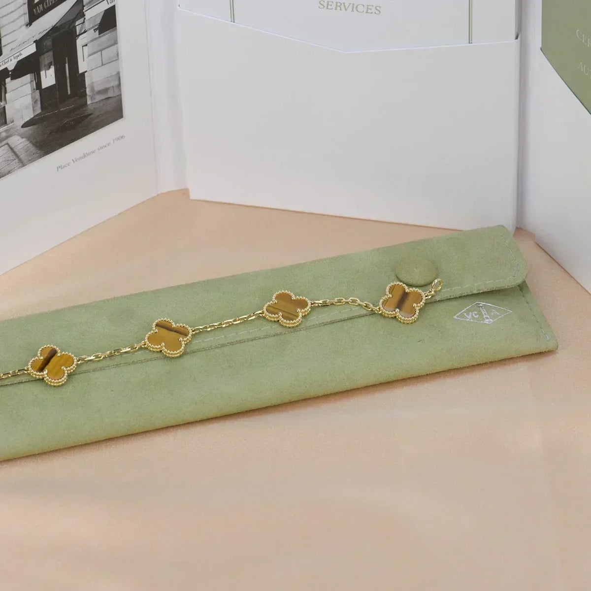 [Rose Tomorrow] CLOVER 5 MOTIFS TIGER EYE BRACELET COLLECTION