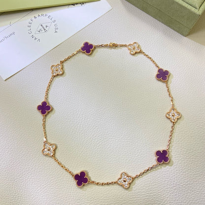 [Rose Tomorrow Jewelry]CLOVER 10 MOTIFS  PURPLE VIOLET DIAMOND NECKLACE