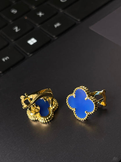 [Rose Tomorrow] CLOVER MEDIUM 1 MOTIF BLUE MOTHER OF PEARL STUD EARRINGS