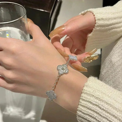 [Rose Tomorrow] CLOVER 5 MOTIF PURPLE CHALCEDONY BRACELET COLLECTION