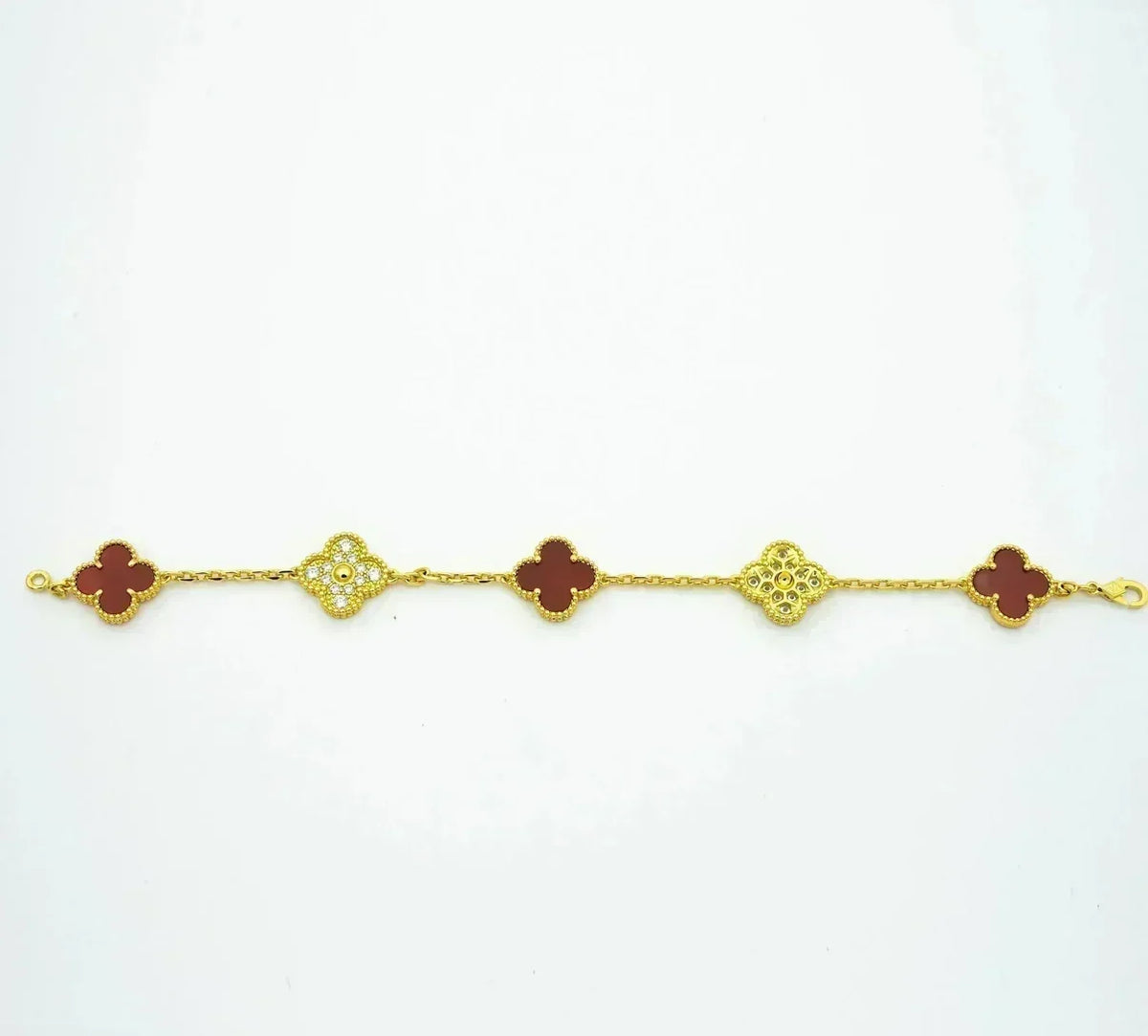 [Rose Tomorrow] CLOVER 5 MOTIF RED CORNELIAN BRACELET COLLECTION