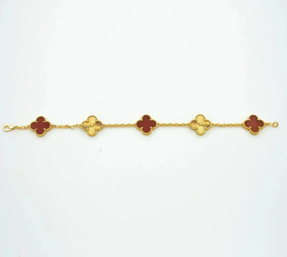 [Rose Tomorrow] CLOVER 5 MOTIF RED CORNELIAN BRACELET COLLECTION
