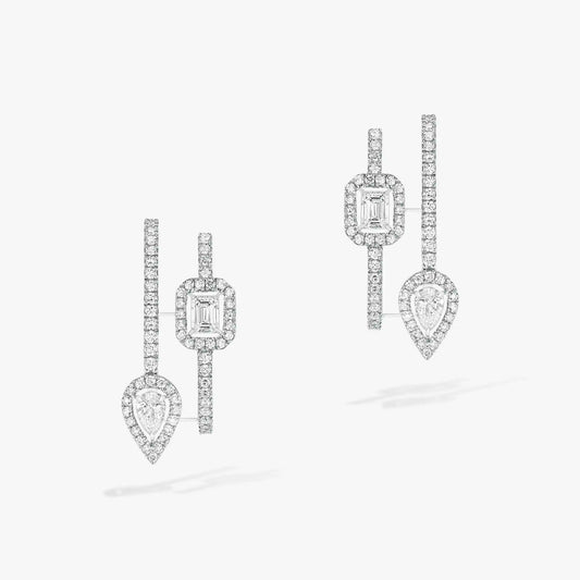 [Rose Tomorrow]CREOLES MY TWIN 2 RANGS SILVER DIAMOND EARRINGS