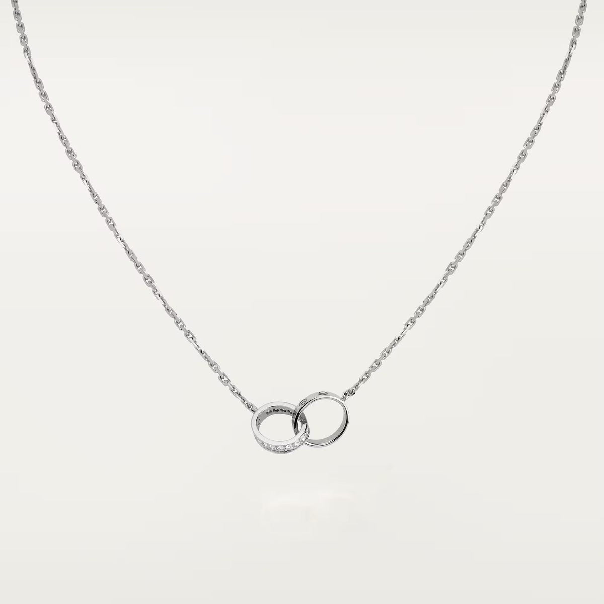 [Rose Tomorrow]LOVE DOUBLE RING HALF DIAMOND NECKLACE