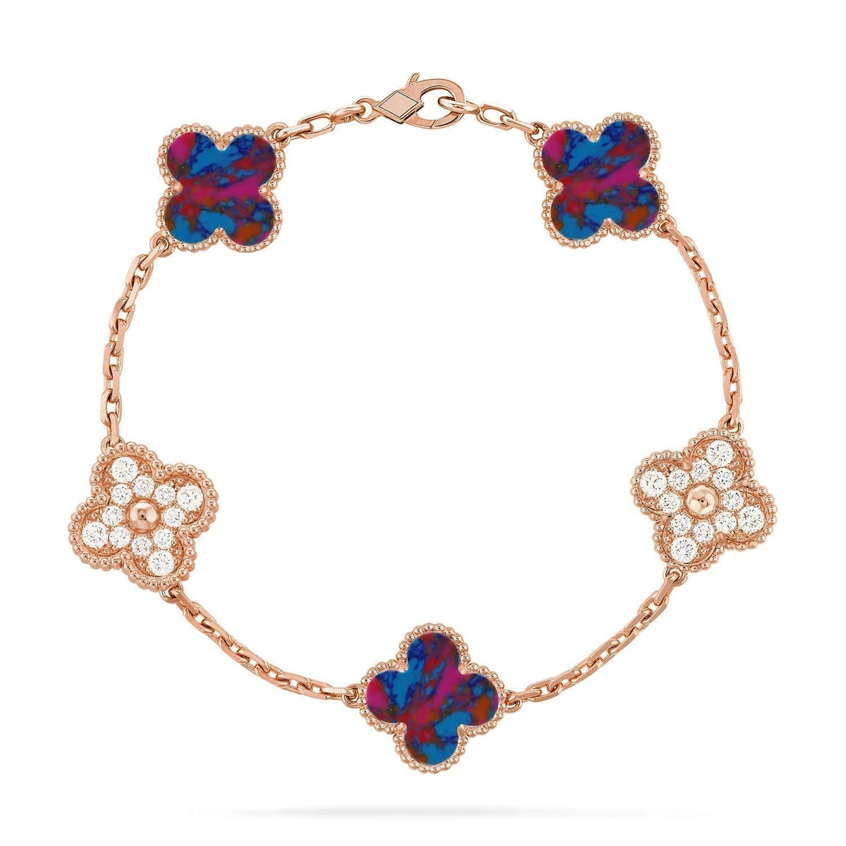 [Rose Tomorrow]CLOVER 5 MOTIF COLOR GEMSTONES BRACELET COLLECTION