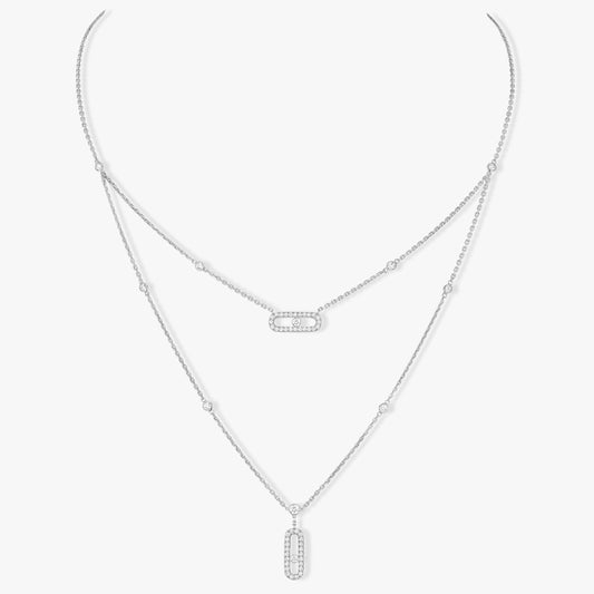 [Rose Tomorrow]MOVE 2 ROW DIAMOND NECKLACE