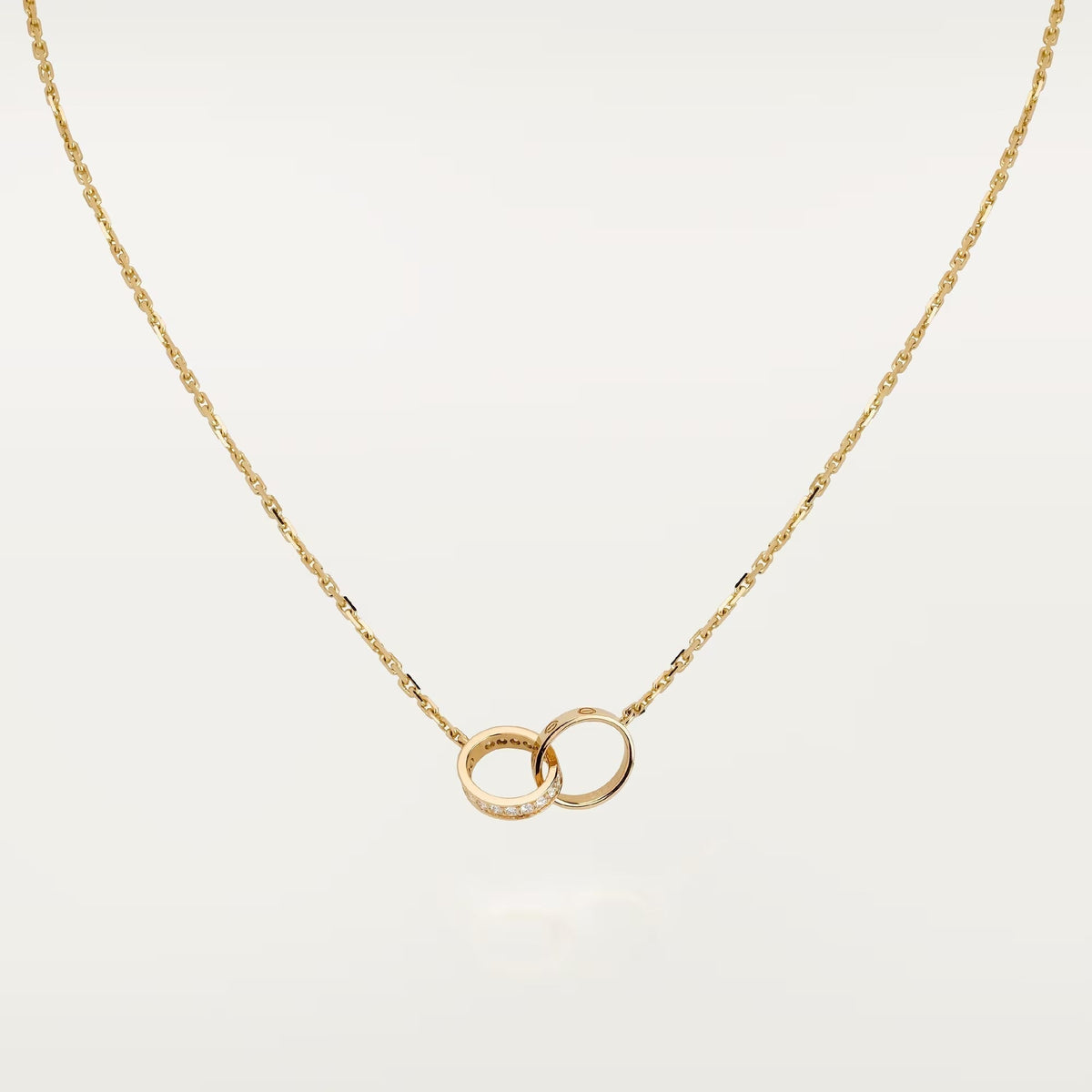 [Rose Tomorrow]LOVE DOUBLE RING HALF DIAMOND NECKLACE