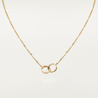 [Rose Tomorrow]LOVE DOUBLE RING HALF DIAMOND NECKLACE