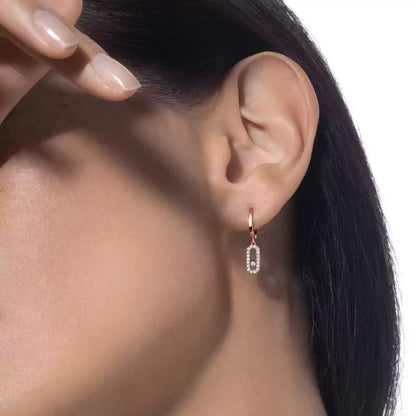 [Rose Tomorrow]Move Uno Single Diamond Hoop Earring