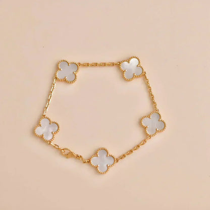 [Rose Tomorrow]CLOVER WHITE PEARL MOP 5 MOTIF BRACELET COLLECTION