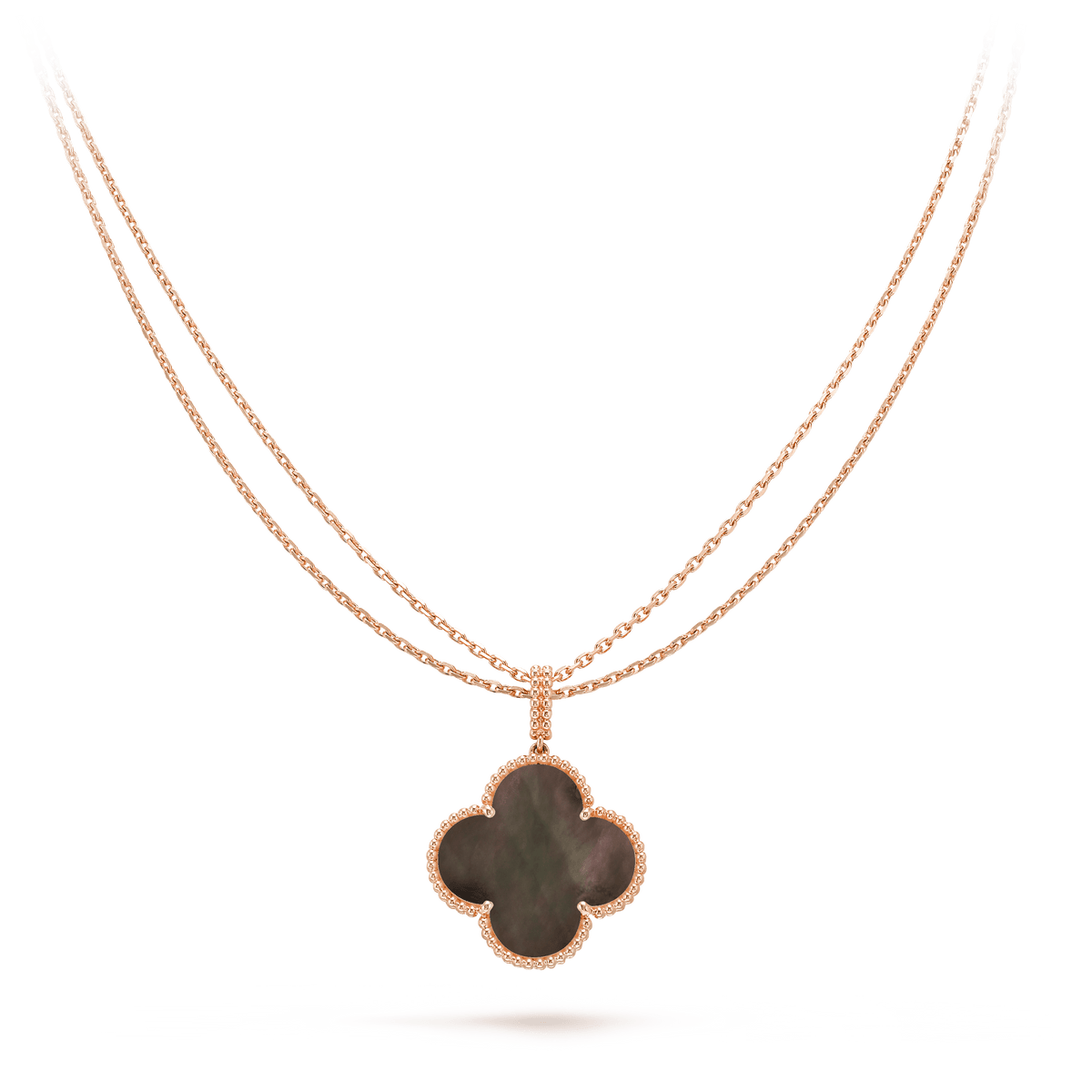 [Rose Tomorrow]CLOVER 25MM GOLD DARK MOP BIG CLOVER NECKLACE