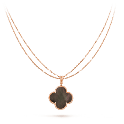 [Rose Tomorrow]CLOVER 25MM GOLD DARK MOP BIG CLOVER NECKLACE