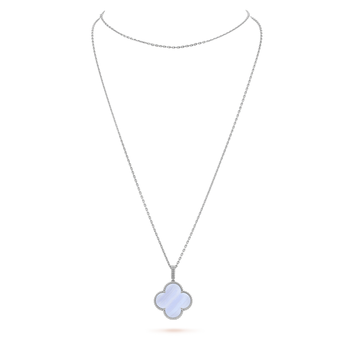 [Rose Tomorrow]CLOVER SILVER CHALCEDONY BIG CLOVER NECKLACE