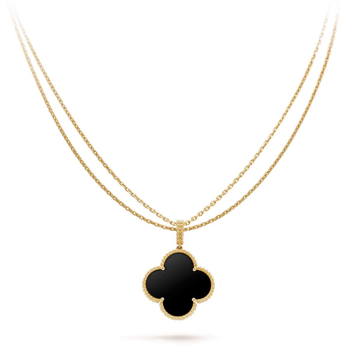 [Rose Tomorrow]CLOVER 25MM GOLD ONYX BIG CLOVER NECKLACE